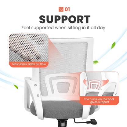 NEO CHAIR Office Chair Computer Desk Chair Gaming Ergonomic Mid Back Cushion Lumbar Support with Comfy Mesh Adjustable Swivel Rolling Home (Beige)