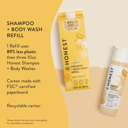 The Honest Company 2-in-1 Cleansing Shampoo + Body Wash | Gentle for Baby | Naturally Derived, Tear-free, Hypoallergenic | Fragrance Free Sensitive, 10 fl oz