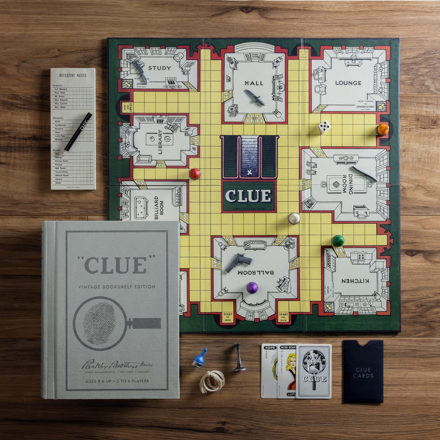 WS Game Company Collection of 8 Vintage Bookshelf Edition Board Games Including Scrabble, Monopoly, Clue, Yahtzee, Catch Phrase, Chess, Scattergories, and Boggle