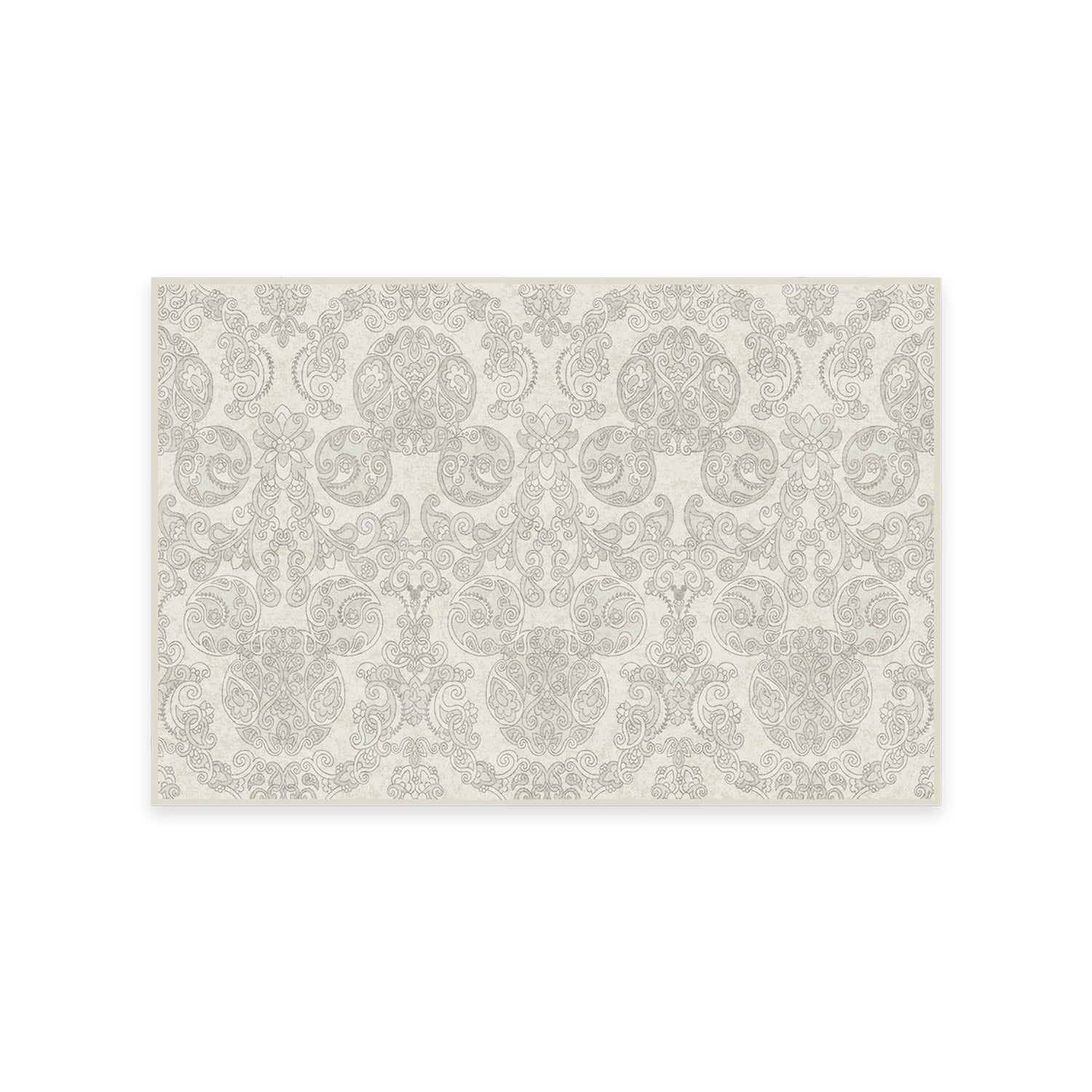 RUGGABLE Disney Traditional Mickey Mouse Washable Rug - Perfect Area Rug for Nursery Playroom Kids Room - Pet &amp; Child Friendly - Stain &amp; Water Resistant - Damask Grey 3&