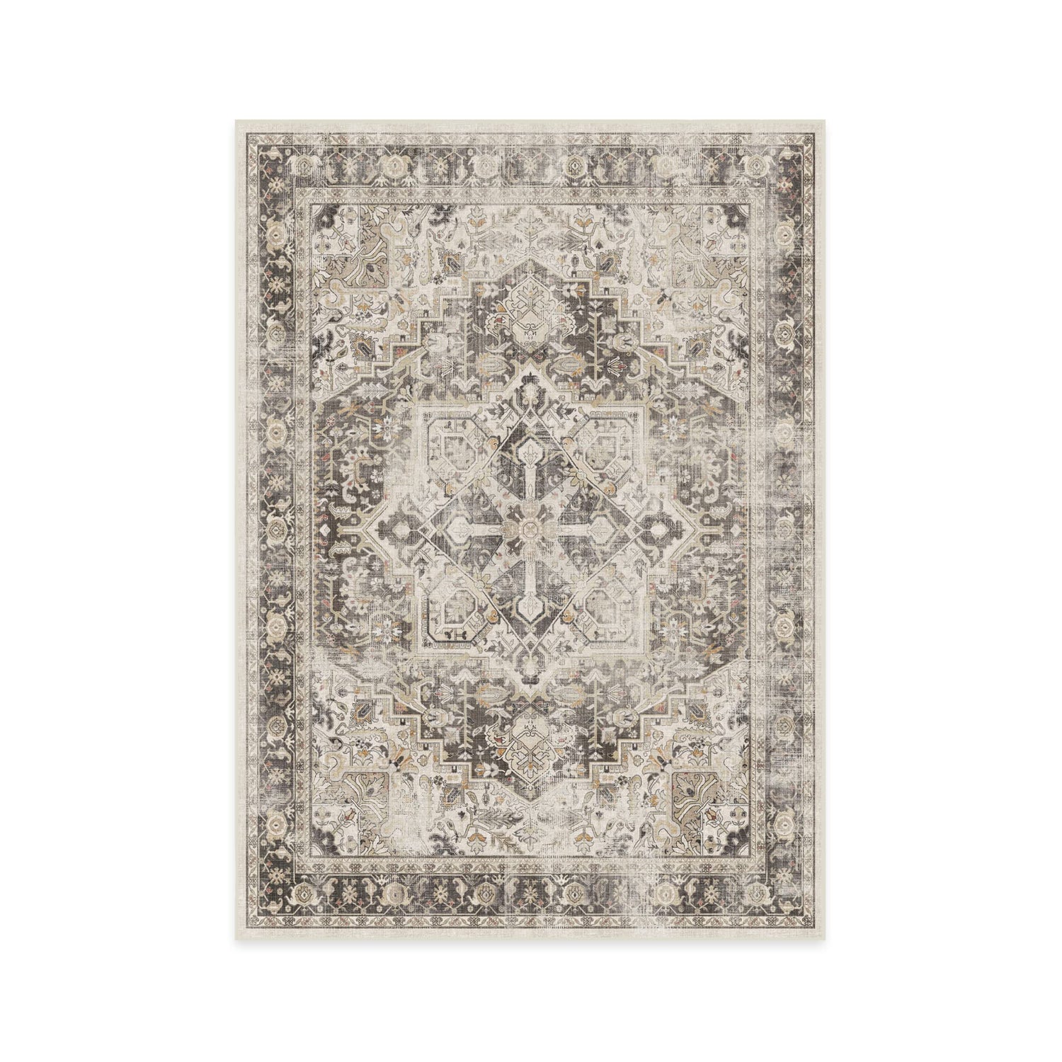 RUGGABLE Kamran Washable Rug - Perfect Vintage Area Rug for Living Room Bedroom Kitchen - Pet &amp; Child Friendly - Stain &amp; Water Resistant - Hazel 5&