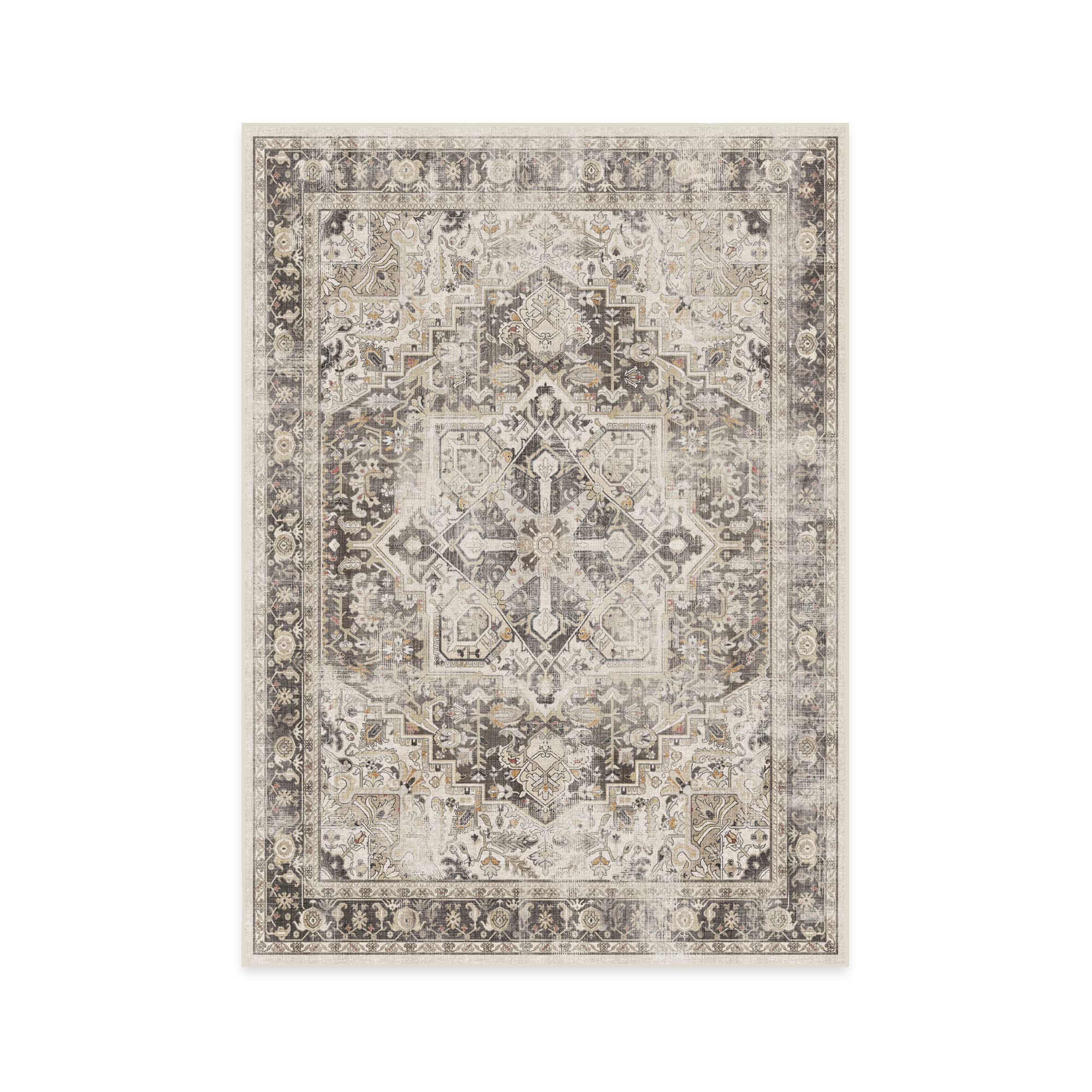RUGGABLE Kamran Washable Rug - Perfect Vintage Area Rug for Living Room Bedroom Kitchen - Pet &amp; Child Friendly - Stain &amp; Water Resistant - Hazel 5&