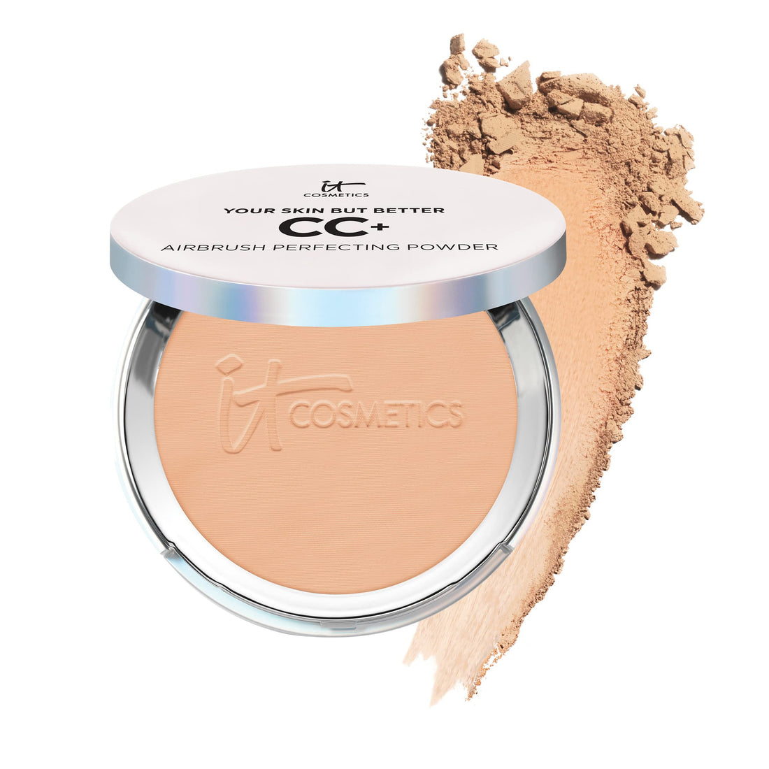 IT Cosmetics CC+ Airbrush Perfecting Powder Foundation - Buildable Full Coverage Of Pores &amp; Dark Spots - Hydrating Face Makeup with Hydrolyzed Collagen &amp; Niacinamide - 0.33 Oz