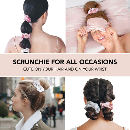 Kitsch 5 Count Velvet Hair Scrunchies for Women - Hair Ties for Thick Hair, Girls, Women, Cute Scrunchies, Soft Hair Accessories, Blush/Mauve