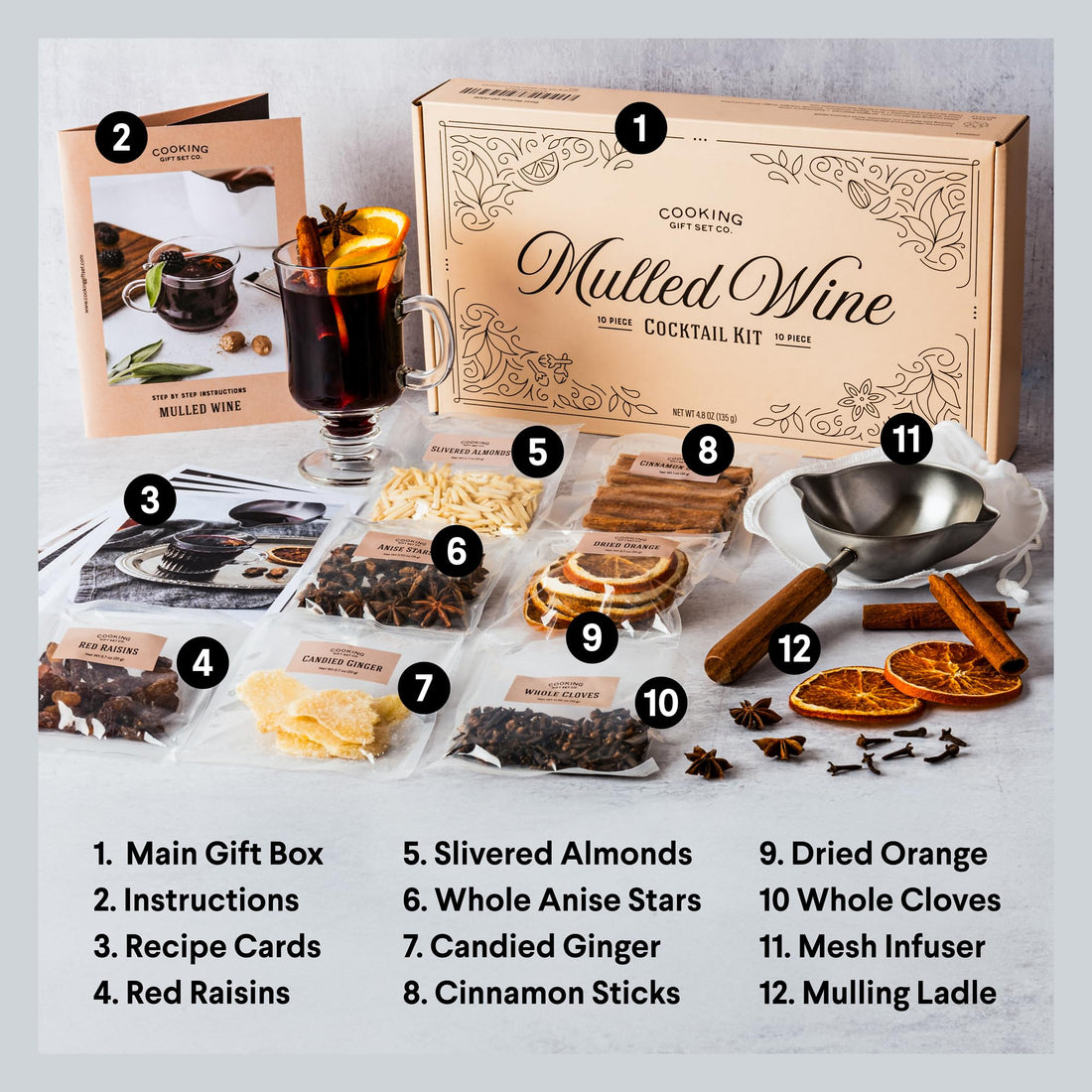 Cooking Gift Set Co. | Mulled Wine Gift Set | Unique Gifts Wine Accessories, Food &amp; Beverage Gifts, Cooking Gadgets Holiday Gifts, Wine Gifts for Women, Christmas Gift Ideas, Wine Making Kit