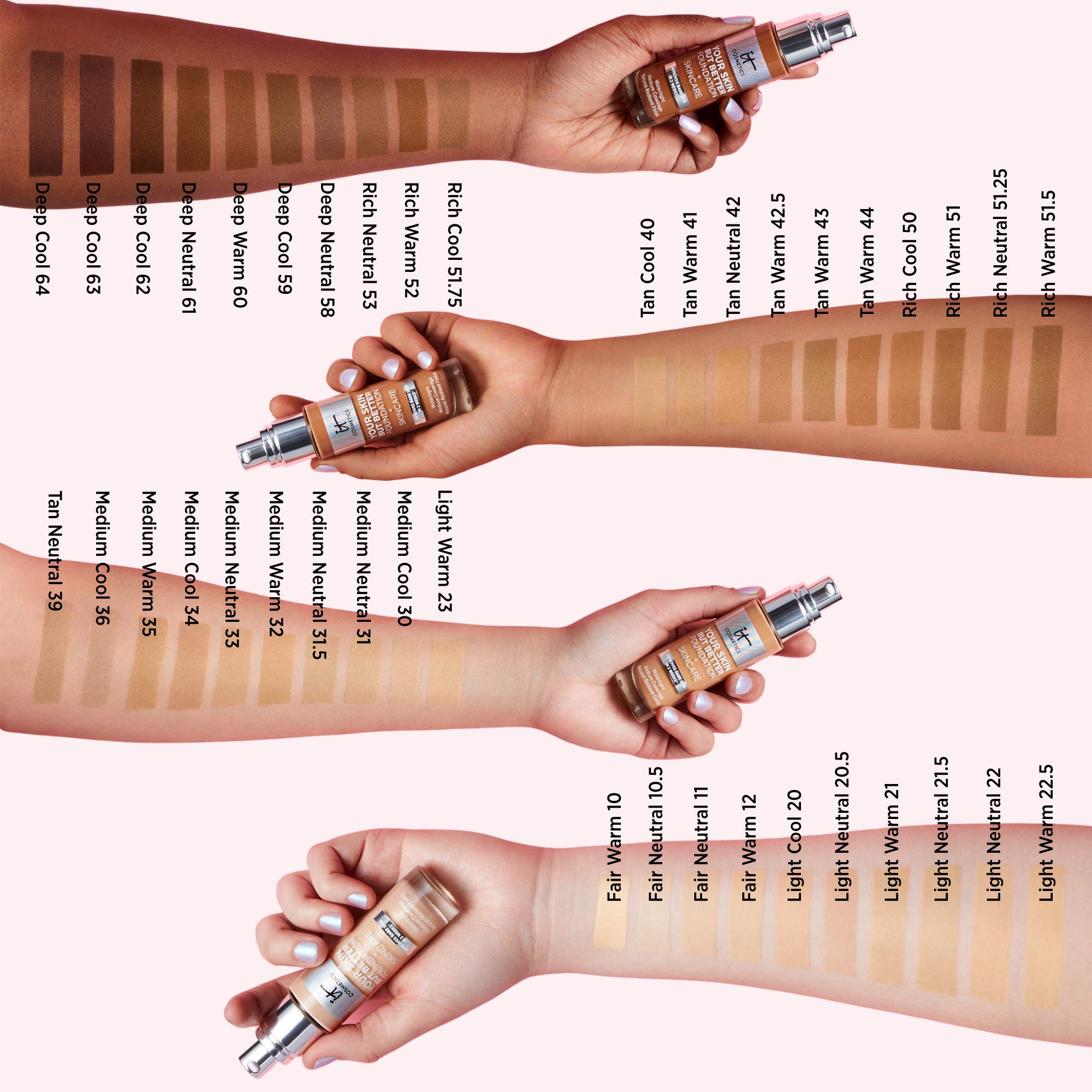 IT Cosmetics Your Skin But Better Foundation + Skincare - Hydrating Medium Buildable Coverage - Minimizes Pores &amp; Imperfections - Natural Radiant Finish - With Hyaluronic Acid - 1.0 fl oz