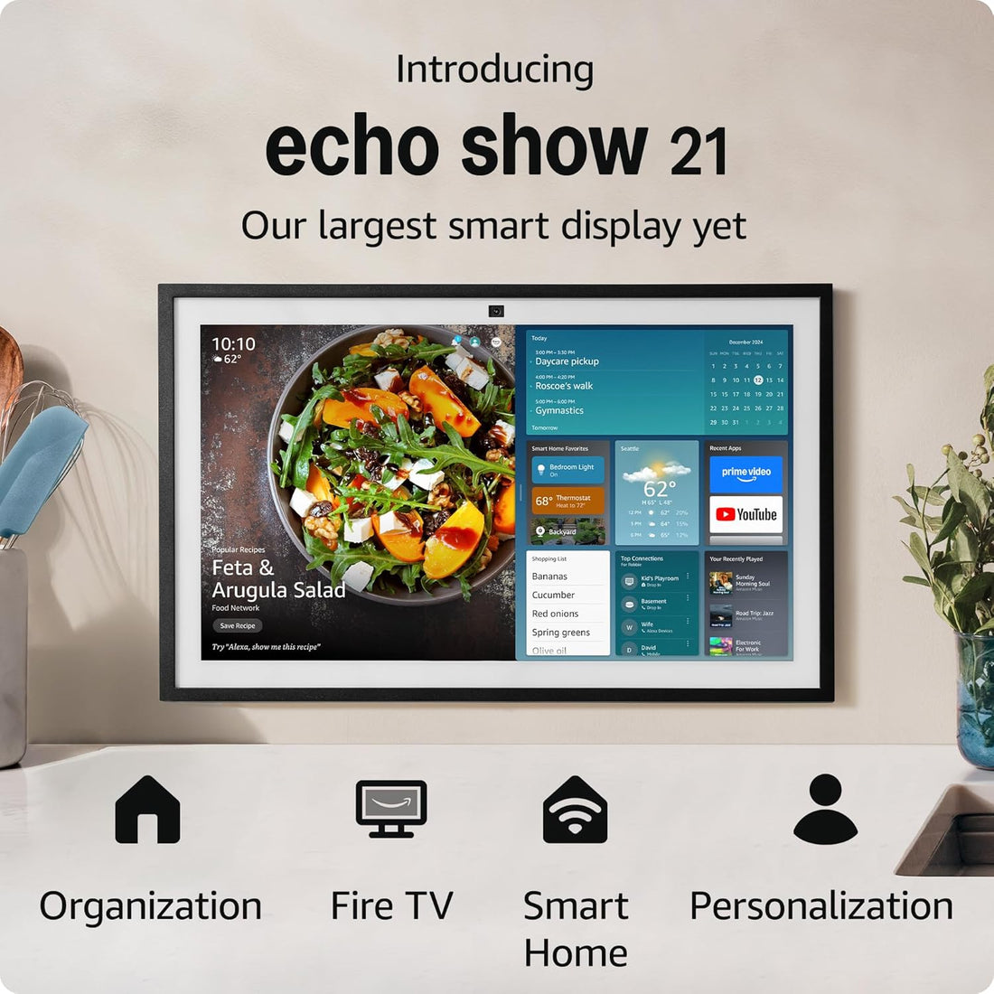 All-new Amazon Echo Show 15 | A stunning HD 15.6&quot; smart kitchen TV for home organization with Alexa