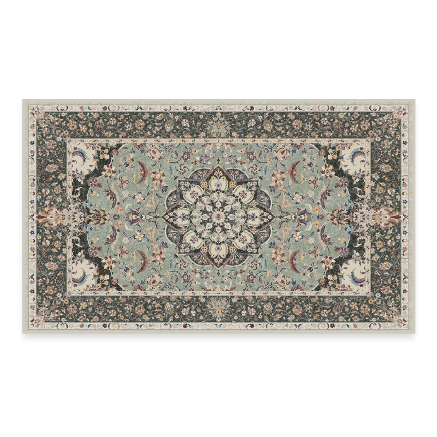 RUGGABLE Sima Washable Rug - Perfect Vintage Area Rug for Living Room Bedroom Kitchen - Pet &amp; Child Friendly - Stain &amp; Water Resistant - Royal Blue 2&