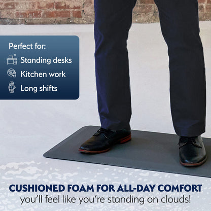 Sky Solutions Oasis Anti Fatigue Mat - Cushioned 3/4 Inch Comfort Floor Mats for Kitchen, Office &amp; Garage - Padded Pad for Office - Non Slip Foam Cushion for Standing Desk (24&quot; x 70&quot;, Brown)
