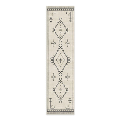 RUGGABLE Damali Runner Rug - Perfect Boho Washable Rug for Entryway Hallway Kitchen - Pet &amp; Child Friendly - Non-Toxic - Stain &amp; Water Resistant - Black &amp; White 2.5&