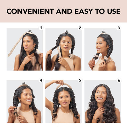 Kitsch Satin Heatless Curling Set for No-Heat Soft Curls | Overnight Hair Curlers &amp; Curling Rod Headband, Frizz-Free Styling | Gentle Rollers for All Hair Types - 1 Pack (Charcoal)