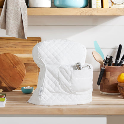 KITCHENAID Fitted Tilt-Head Solid Stand Mixer Cover with Storage Pocket, Quilted 100% Cotton, Milkshake, 14.4&quot;x18&quot;x10&quot;