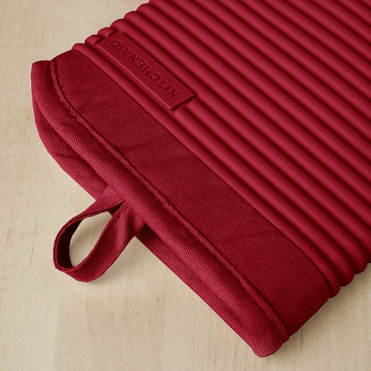 KitchenAid Ribbed Soft Silicone Oven Mitt Set, 7&quot;x13&quot;, Milkshake 2 Count