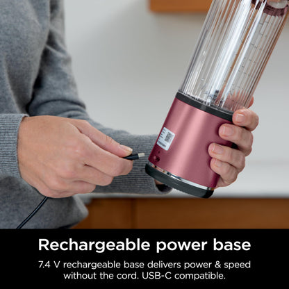Ninja Blast Portable Blender, Cordless, 18oz. Vessel, Personal Blender For-Shakes and Smoothies, BPA Free, Leakproof-Lid and Sip Spout, USB-C Rechargeable, Dishwasher Safe Parts, Tinted Pink, BC151PK