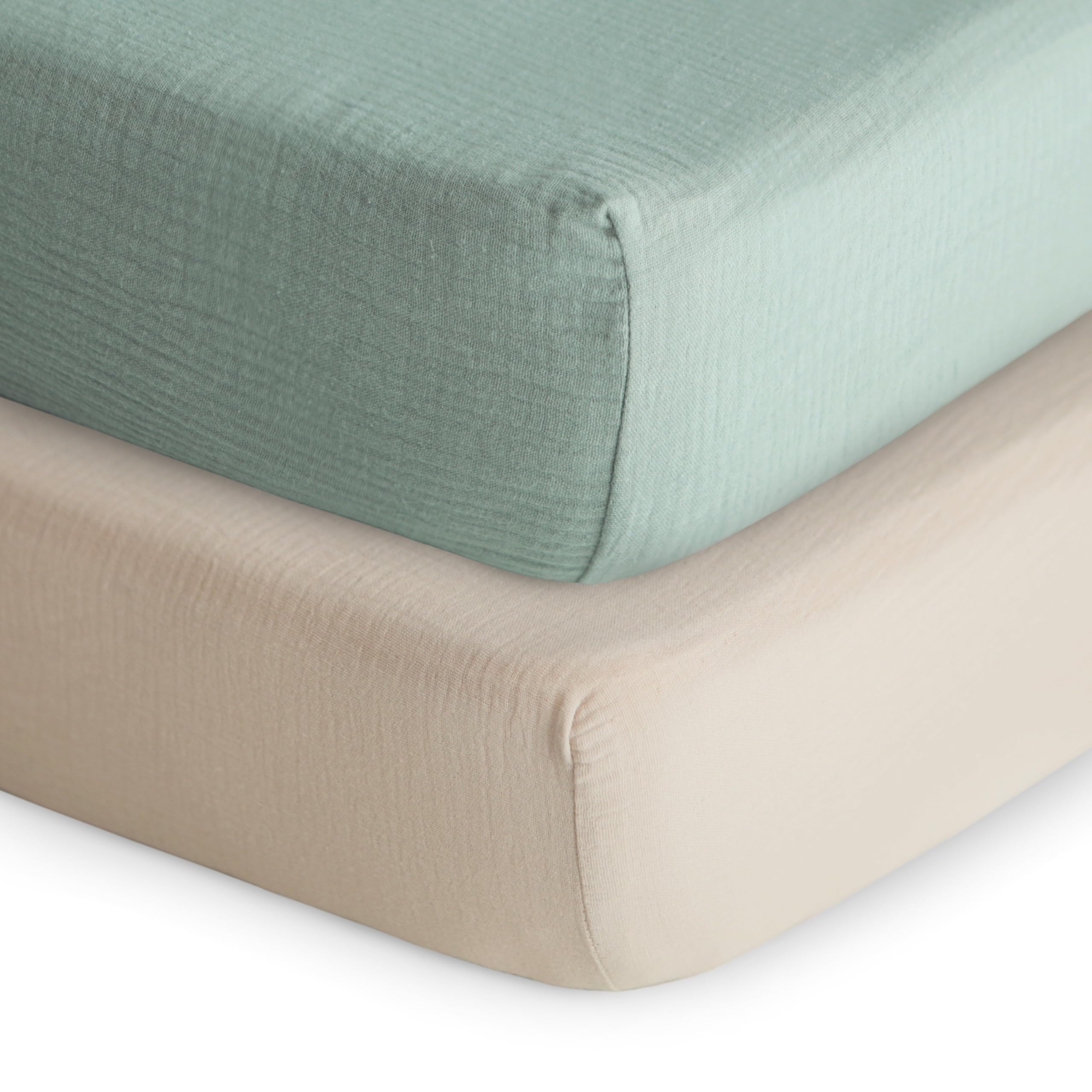 mushie Extra Soft Muslin Fitted Crib Sheet | 192 Thread Count | 28&quot;x 52&quot; (Fog)