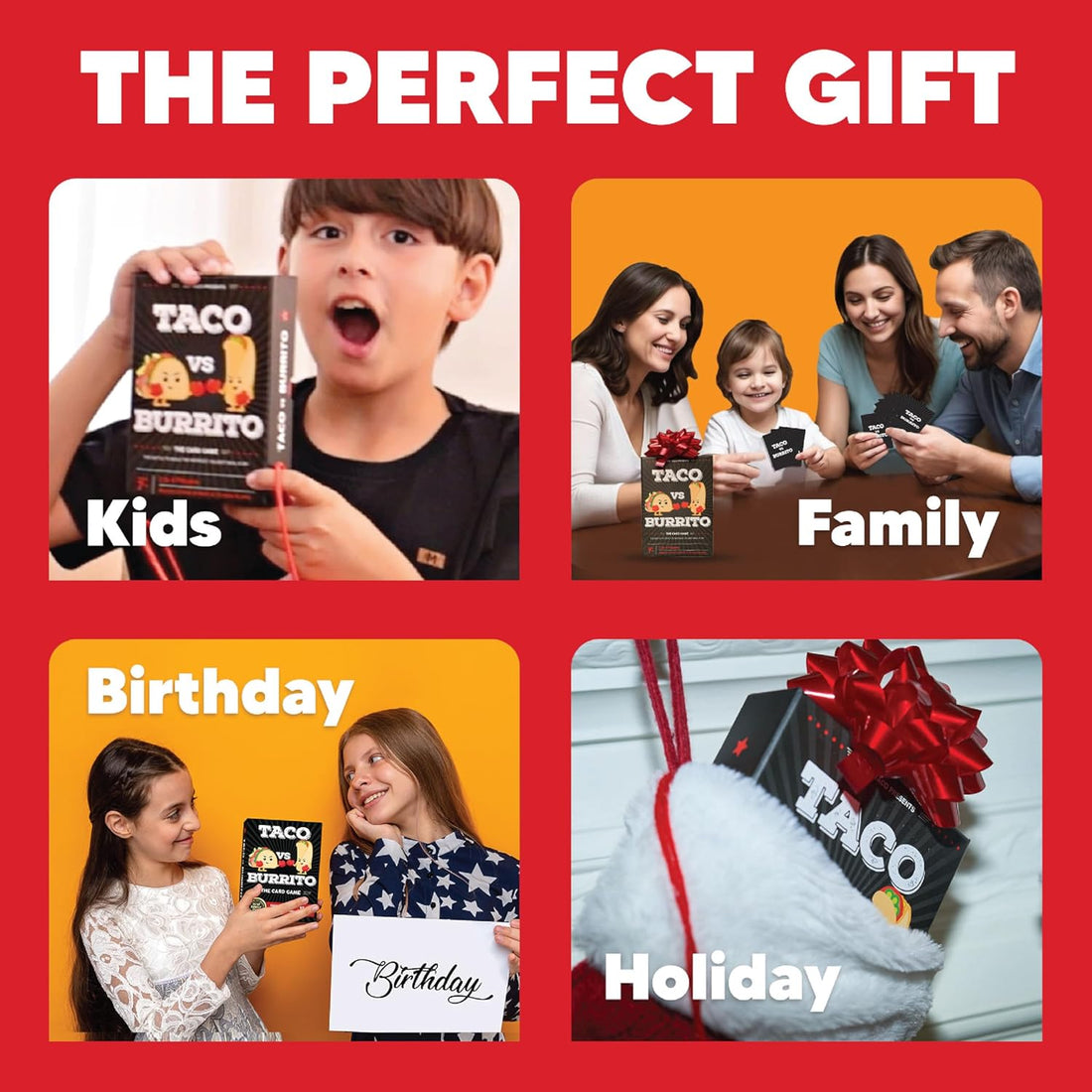 Taco vs Burrito - The Wildly Popular Surprisingly Strategic Card Game Created by a 7 Year Old - a Family-Friendly Party Game for Kids, Teens &amp; Adults