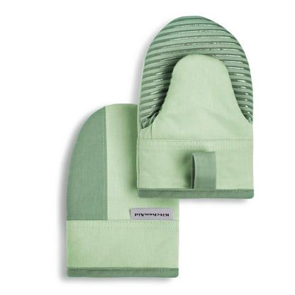 KitchenAid Beacon Two-Tone Non-Slip Mini Oven Mitt Set, Milkshake/Beige, 5.5&quot;x8&quot;, 2 Piece