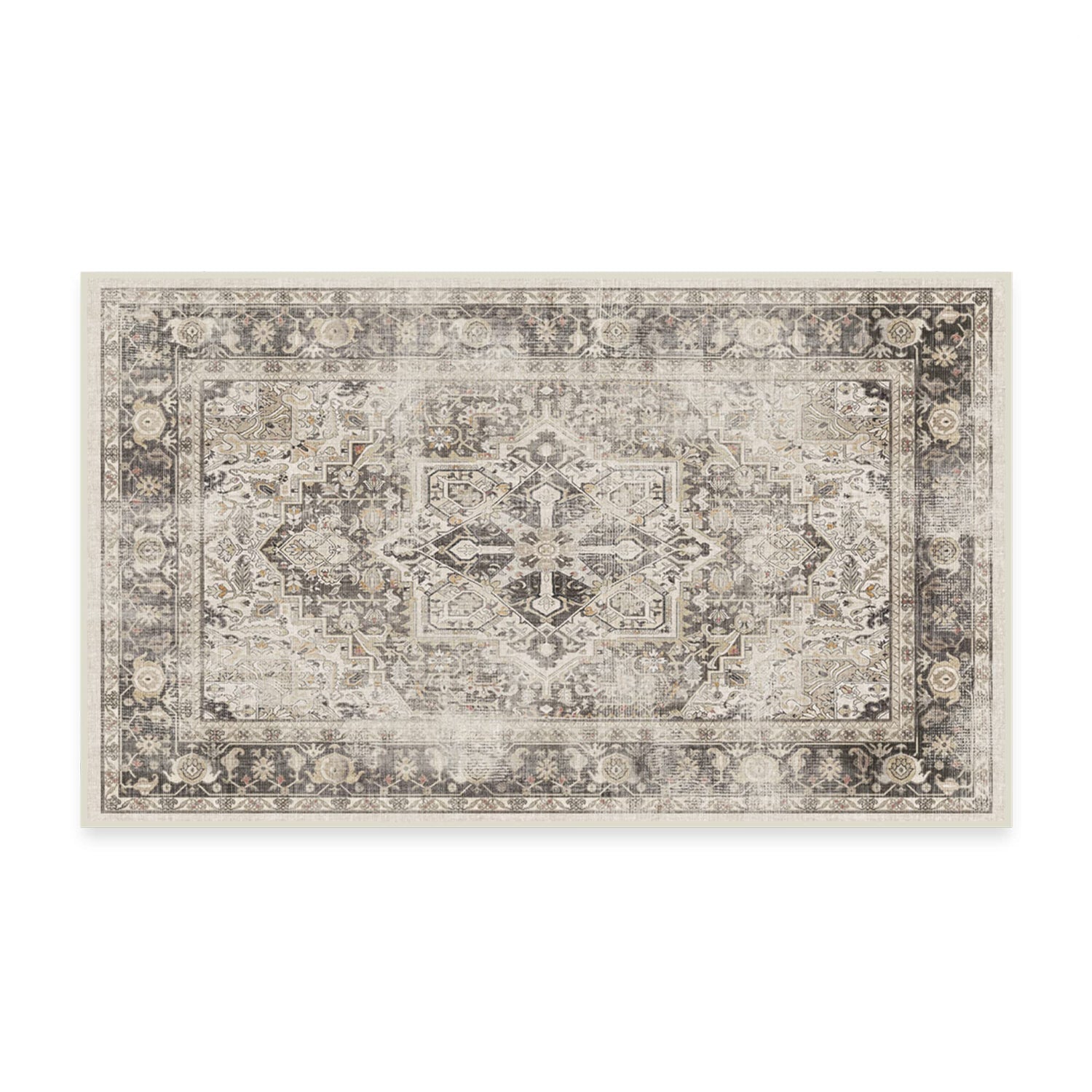 RUGGABLE Kamran Washable Rug - Perfect Vintage Area Rug for Living Room Bedroom Kitchen - Pet &amp; Child Friendly - Stain &amp; Water Resistant - Hazel 5&