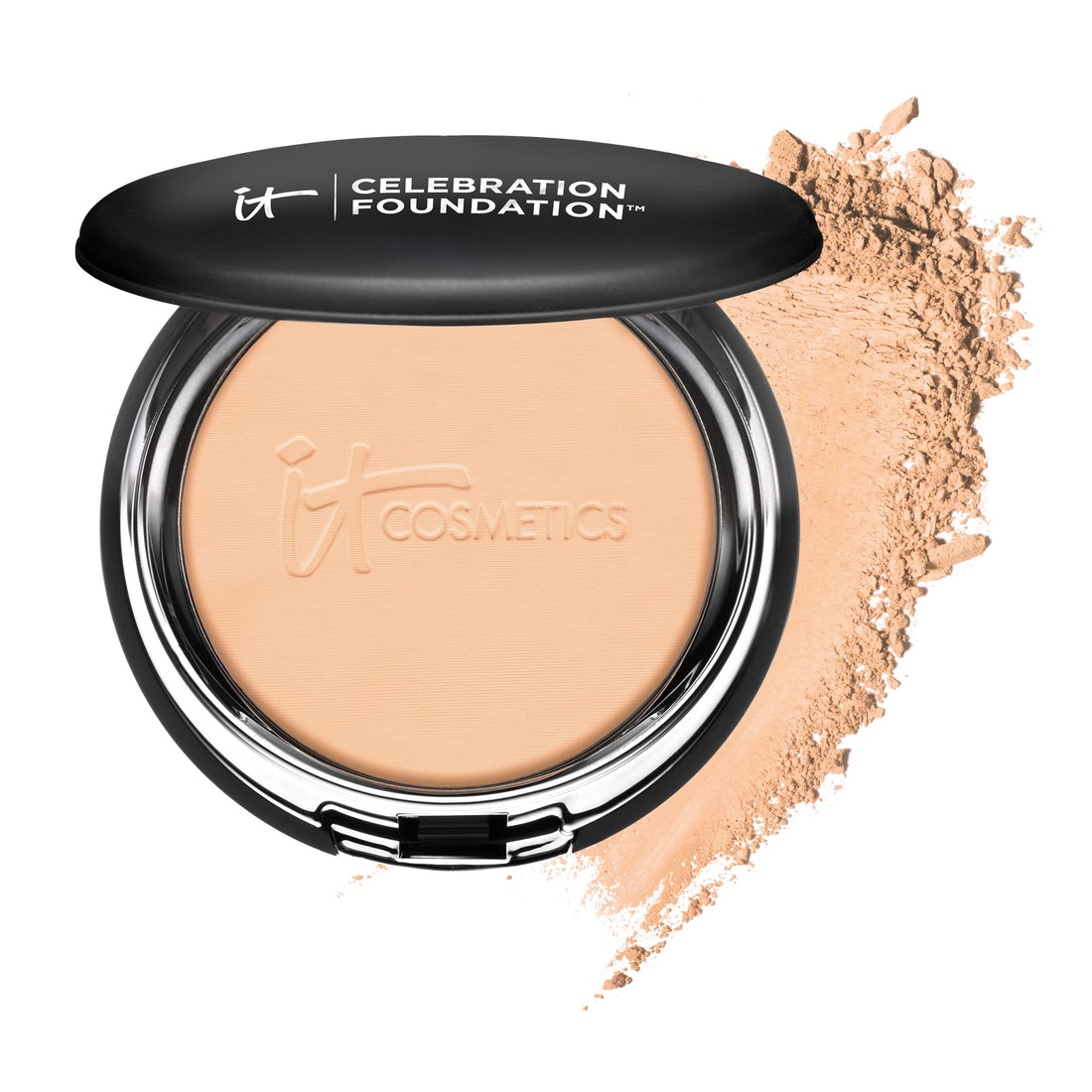 IT Cosmetics Celebration Foundation - Full-Coverage, Anti-Aging Powder Foundation - Blurs Pores, Wrinkles &amp; Imperfections - With Hydrolyzed Collagen &amp; Hyaluronic Acid - 0.3 oz