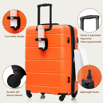 Merax 3 Pcs ABS Hardside Luggage Sets TSA Lock Spinner Wheel Suitcases, Pearly White, 20/24/28 Inch