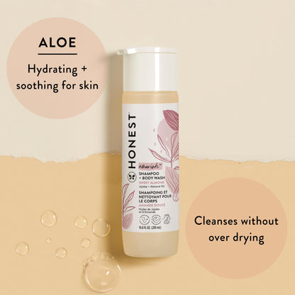 The Honest Company 2-in-1 Cleansing Shampoo + Body Wash | Gentle for Baby | Naturally Derived, Tear-free, Hypoallergenic | Fragrance Free Sensitive, 10 fl oz