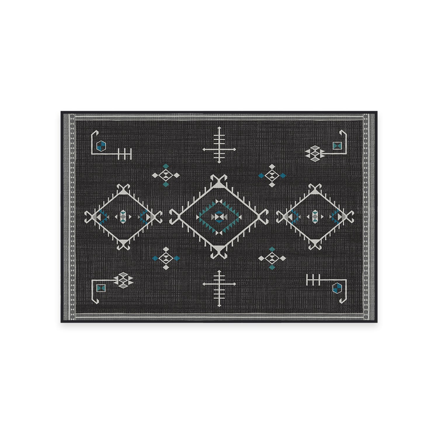 RUGGABLE Damali Runner Rug - Perfect Boho Washable Rug for Entryway Hallway Kitchen - Pet &amp; Child Friendly - Non-Toxic - Stain &amp; Water Resistant - Black &amp; White 2.5&