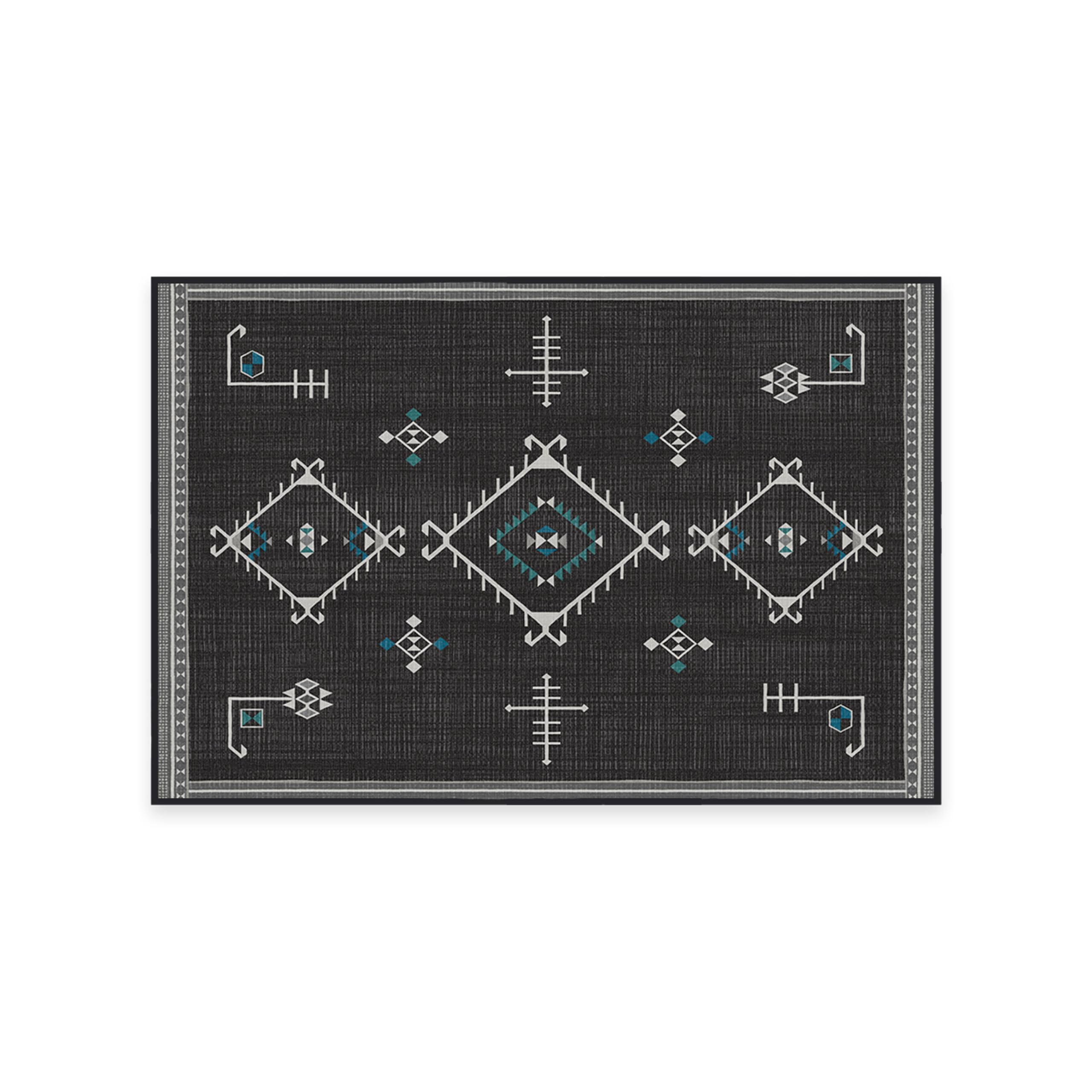RUGGABLE Damali Runner Rug - Perfect Boho Washable Rug for Entryway Hallway Kitchen - Pet &amp; Child Friendly - Non-Toxic - Stain &amp; Water Resistant - Black &amp; White 2.5&