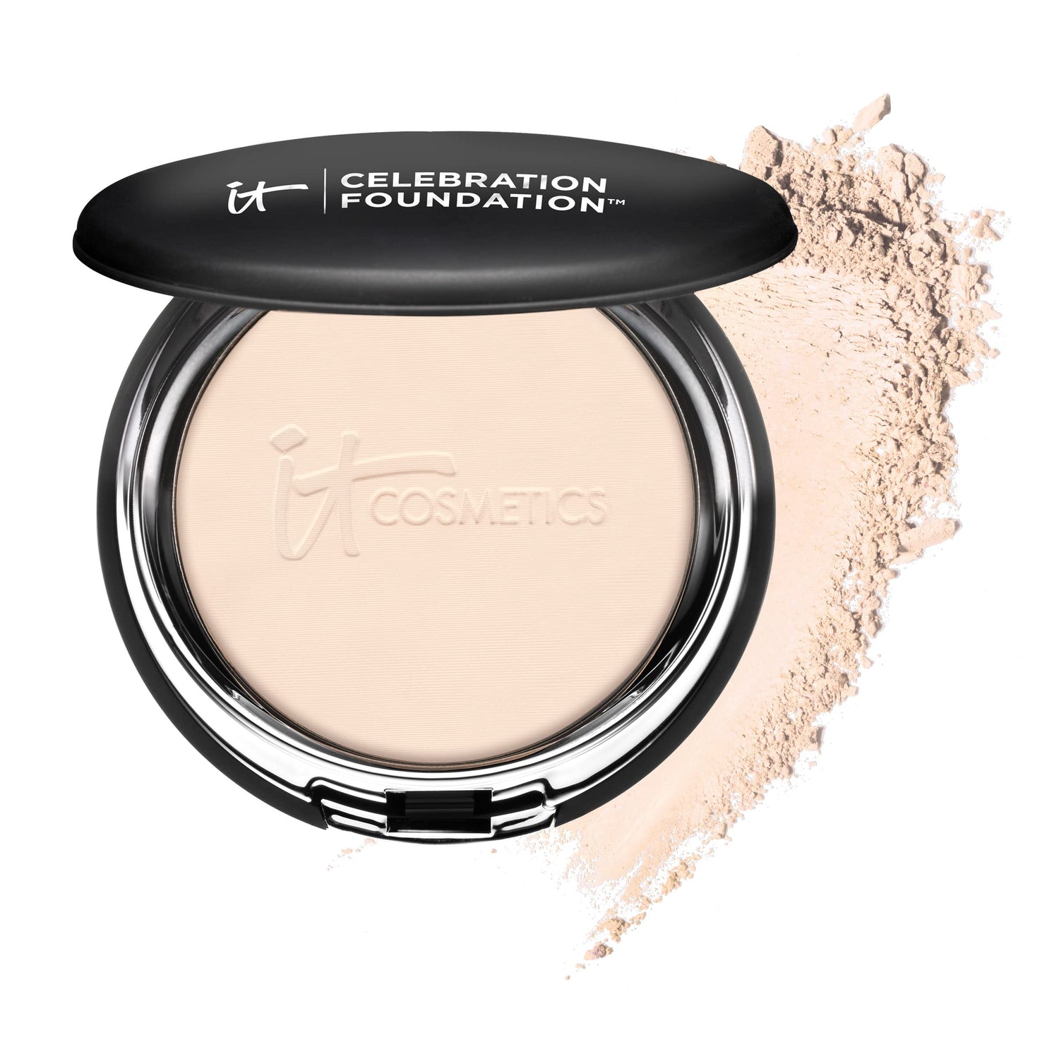 IT Cosmetics Celebration Foundation - Full-Coverage, Anti-Aging Powder Foundation - Blurs Pores, Wrinkles &amp; Imperfections - With Hydrolyzed Collagen &amp; Hyaluronic Acid - 0.3 oz