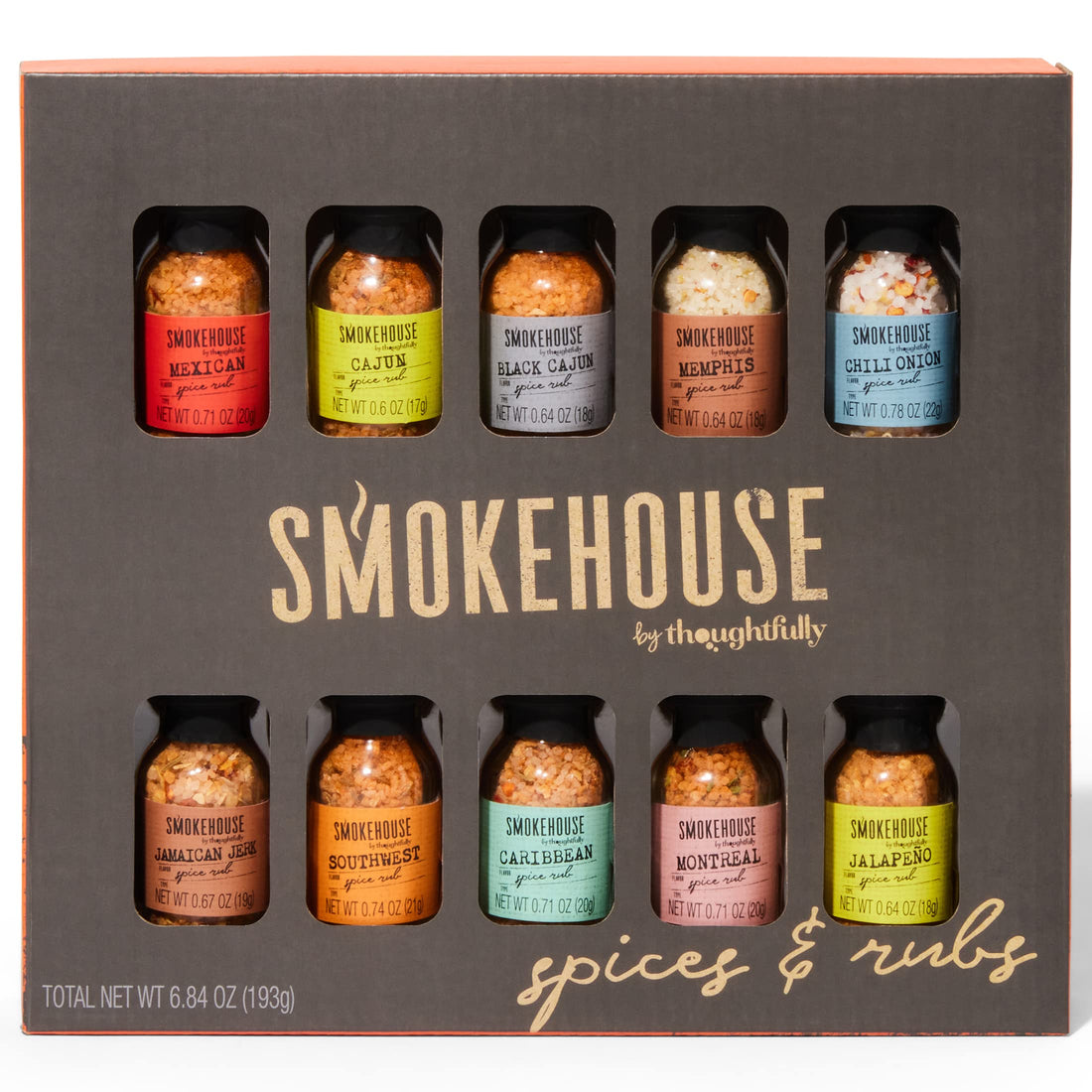 Smokehouse Gift Set by Thoughtfully, Vegan and Vegetarian Barbecue Rubs, Flavors Include Cajun, Caribbean, Memphis and Southwest, Set of 4