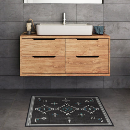 RUGGABLE Damali Runner Rug - Perfect Boho Washable Rug for Entryway Hallway Kitchen - Pet &amp; Child Friendly - Non-Toxic - Stain &amp; Water Resistant - Black &amp; White 2.5&