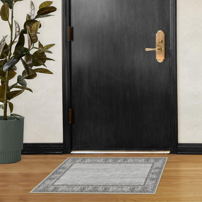 RUGGABLE Zinnia Runner Rug - Perfect Boho Washable Rug for Entryway Hallway Kitchen - Pet &amp; Child Friendly - Stain &amp; Water Resistant - Grey 2.5&