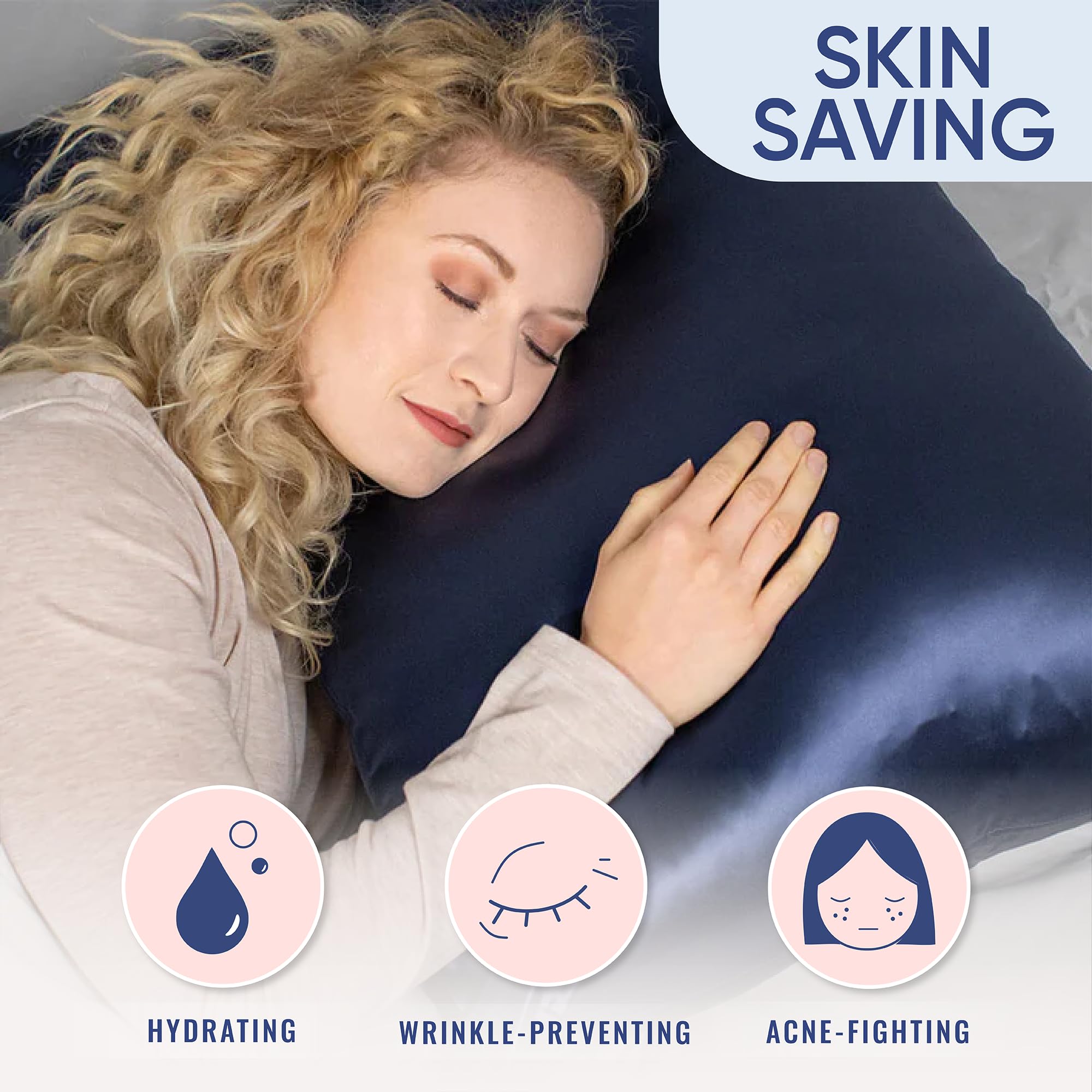 Blissy Silk Pillowcase - 100% Pure Mulberry Silk - 22 Momme 6A High-Grade Fibers - Silk Pillow Cover for Hair &amp; Skin - Regular, Queen &amp; King with Hidden Zipper (Standard,Blissy White)