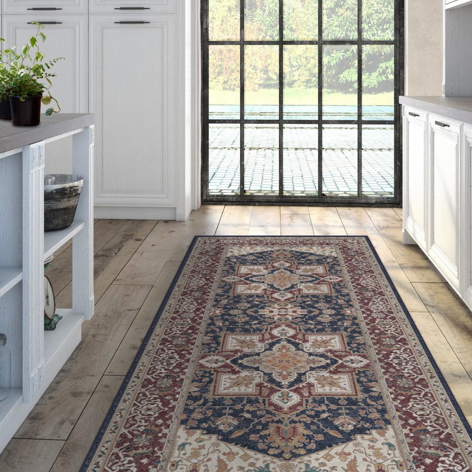 RUGGABLE Maral Heriz Washable Rug - Perfect Vintage Area Rug for Living Room Bedroom Kitchen - Pet &amp; Child Friendly - Stain &amp; Water Resistant - Creme 3&