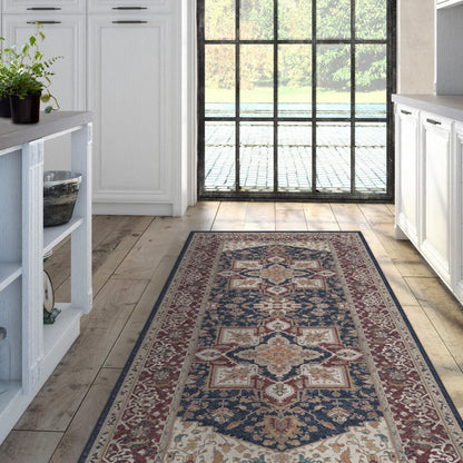 RUGGABLE Maral Heriz Washable Rug - Perfect Vintage Area Rug for Living Room Bedroom Kitchen - Pet &amp; Child Friendly - Stain &amp; Water Resistant - Creme 3&