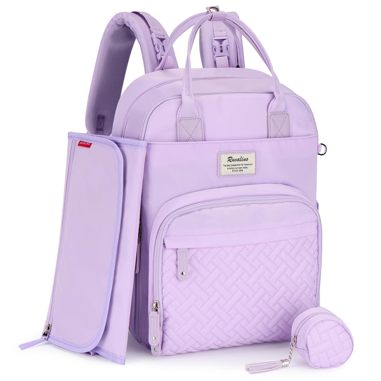 RUVALINO Diaper Bag Backpack, Multifunction Travel Pack Maternity Baby Changing Bags, Large Capacity, Waterproof, Beige
