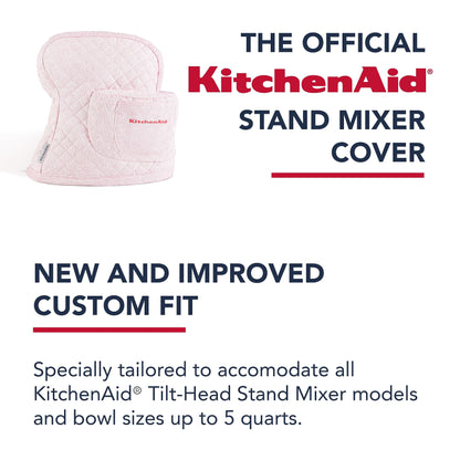 KITCHENAID Fitted Tilt-Head Solid Stand Mixer Cover with Storage Pocket, Quilted 100% Cotton, Milkshake, 14.4&quot;x18&quot;x10&quot;
