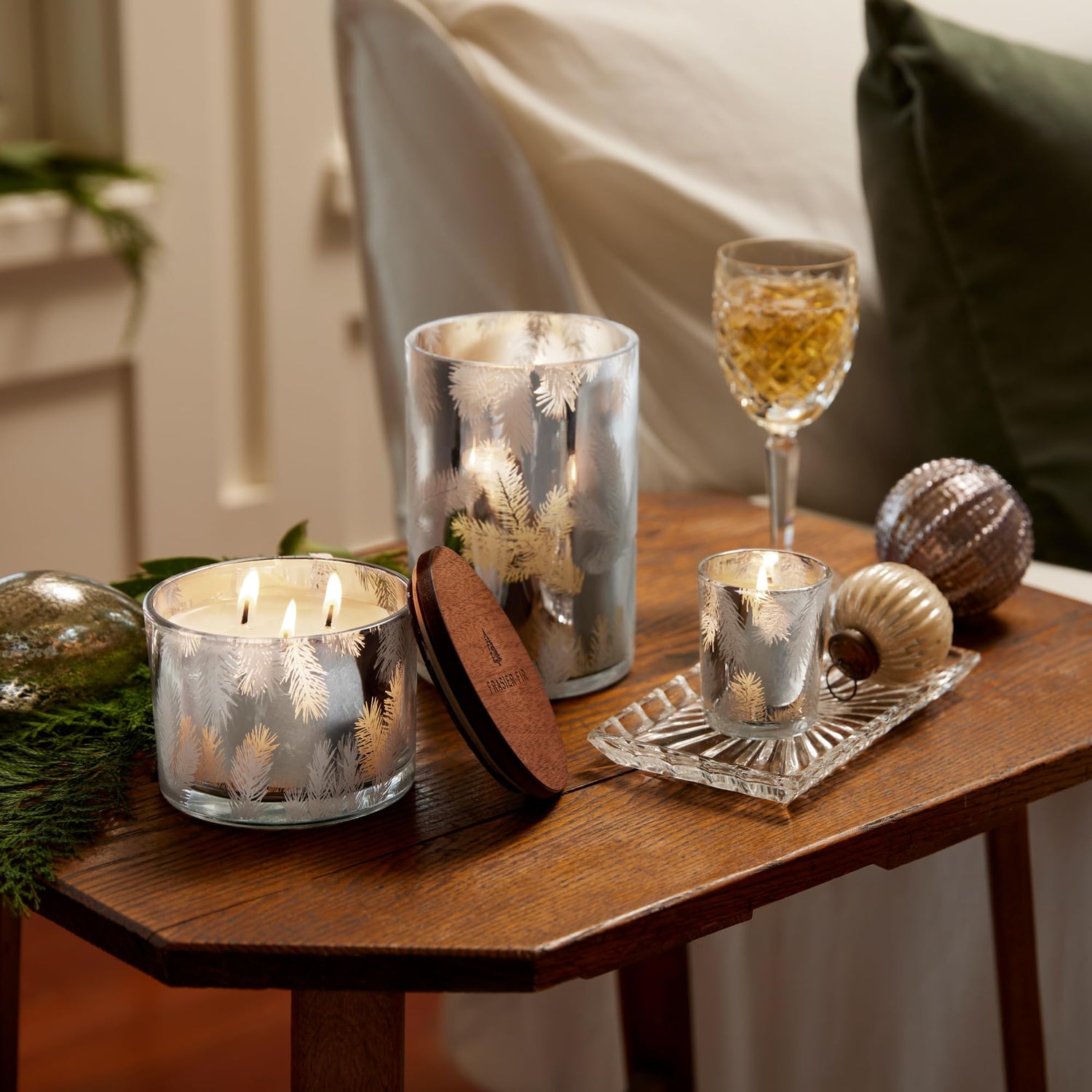 Thymes Frasier Fir Statement 3-Wick Candle - Scented Candle with Crisp Notes of Siberian Fir Needles, Cedarwood, and Relaxing Sandalwood - Luxury Home Fragrance - Silver Candle (12.5 oz)
