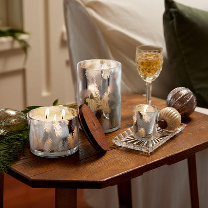 Thymes Frasier Fir Statement 3-Wick Candle - Scented Candle with Crisp Notes of Siberian Fir Needles, Cedarwood, and Relaxing Sandalwood - Luxury Home Fragrance - Silver Candle (12.5 oz)