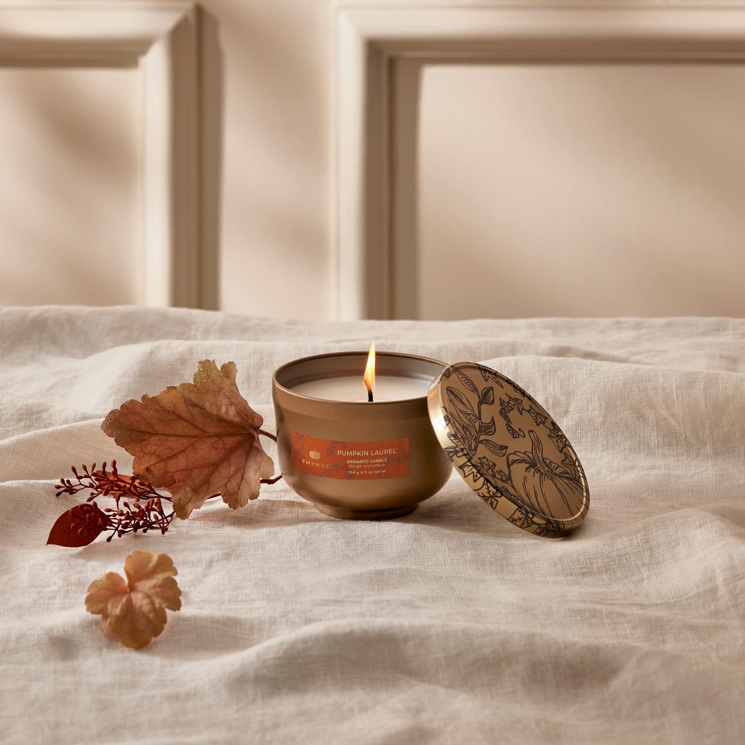 Thymes Frasier Fir Candle - Poured Candle Tin with Gold Lid - Scented Candle with A Fresh Home Fragrance - Pine Needle Design (6.5 oz)