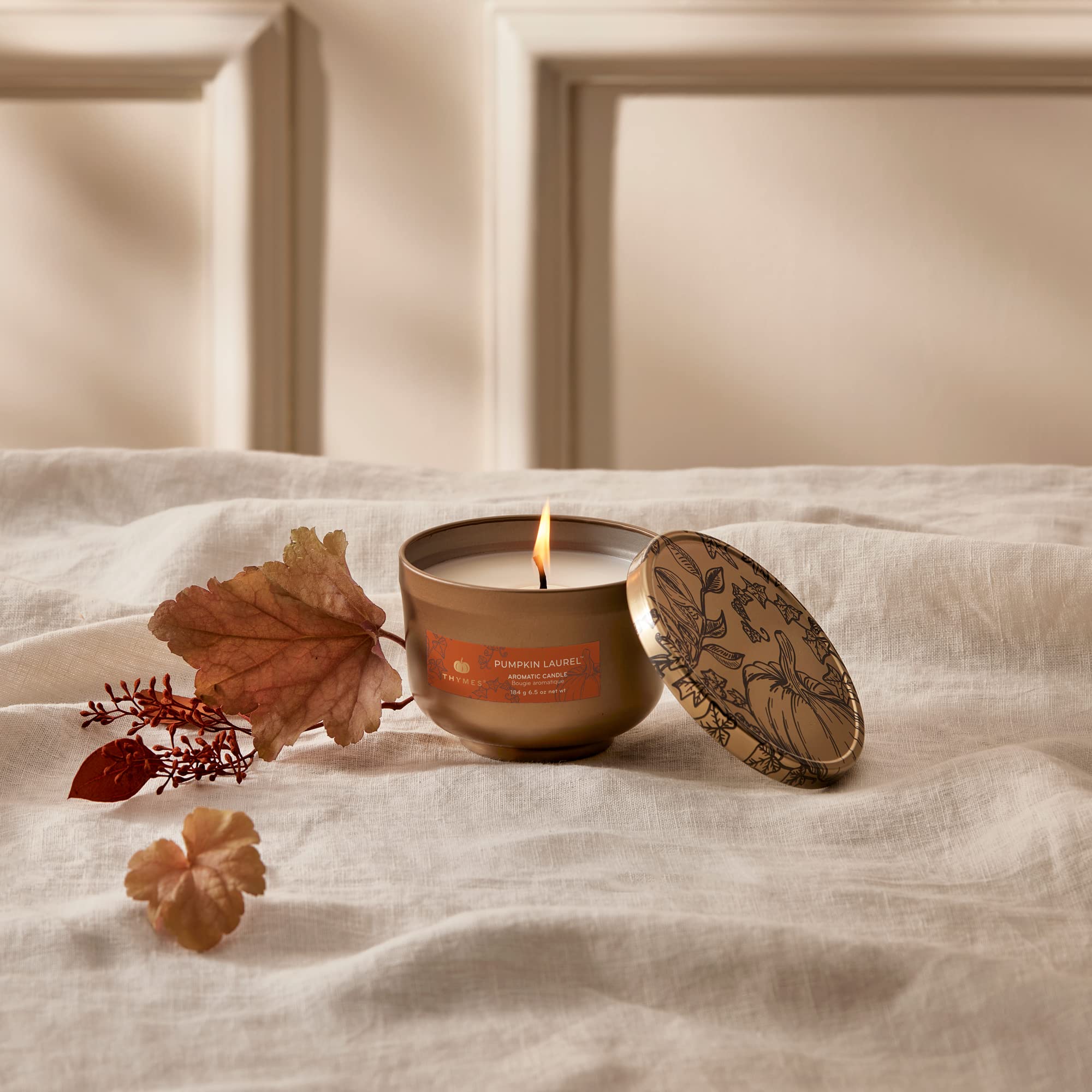 Thymes Frasier Fir Candle - Poured Candle Tin with Gold Lid - Scented Candle with A Fresh Home Fragrance - Pine Needle Design (6.5 oz)