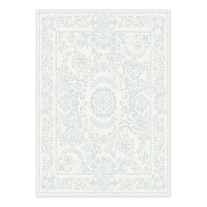 RUGGABLE Washable 2x3 Area Rug, Delphina Delft Blue, Premium Vintage Rugs for Living Room, Bedroom, Kitchen, Office, Classroom with Gripper Non Slip Pad