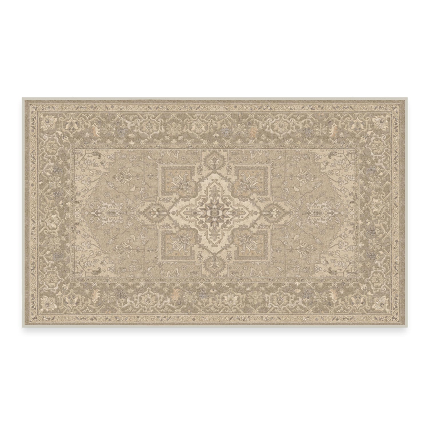 RUGGABLE Maral Heriz Washable Rug - Perfect Vintage Area Rug for Living Room Bedroom Kitchen - Pet &amp; Child Friendly - Stain &amp; Water Resistant - Creme 3&
