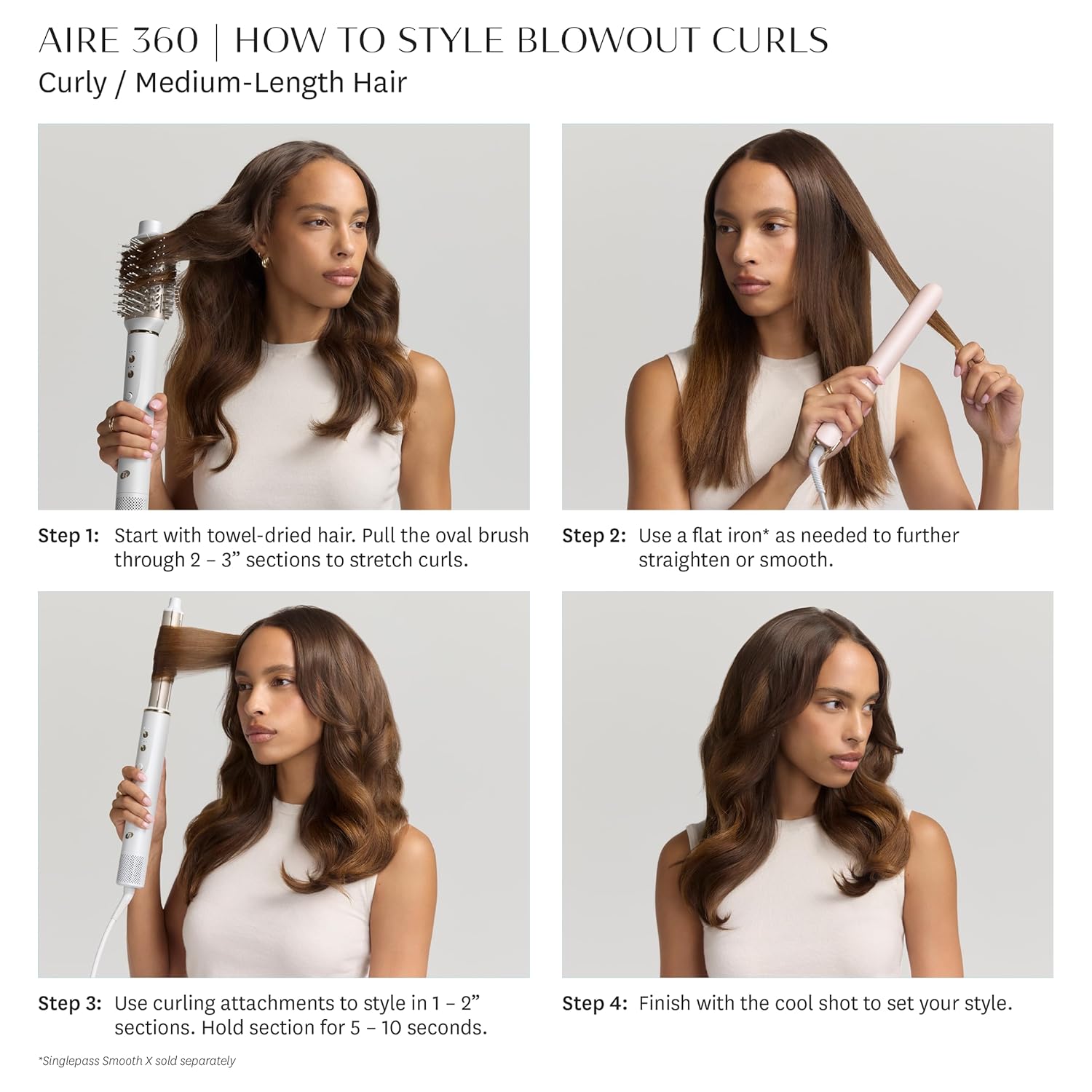 T3 Aire 360 Air Styler Blowout Kit with Ceramic Curling Attachments, Oval Brush &amp; Drying Concentrator | Fast, Healthy Blowouts and Long-Lasting Curls| For All Hair Types