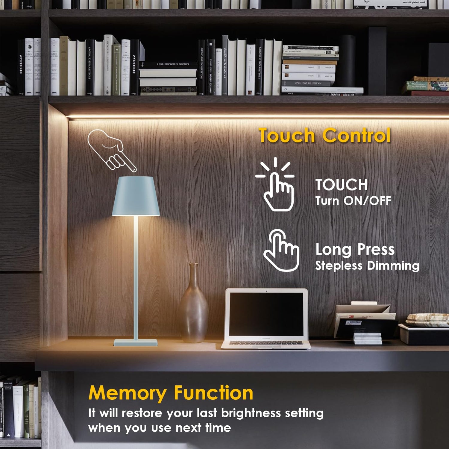 2-Pack LED Cordless Table Lamp, Rechargeable Battery Desk lamp 3W 5500mAh Battery Operated Stepless Dimming Modern Portable Table Light for Restaurant/Bedroom/Outdoor IP54 Waterproof (Off White)