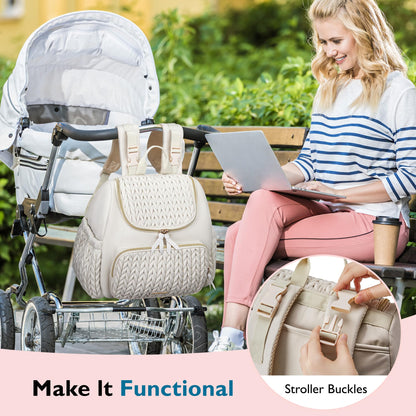 mommore Diaper Bag Small Diaper Backpack Stylish Baby Backpacks Travel Mini Maternity Bags with Insulated Pockets, Changing Pad, Stroller Straps
