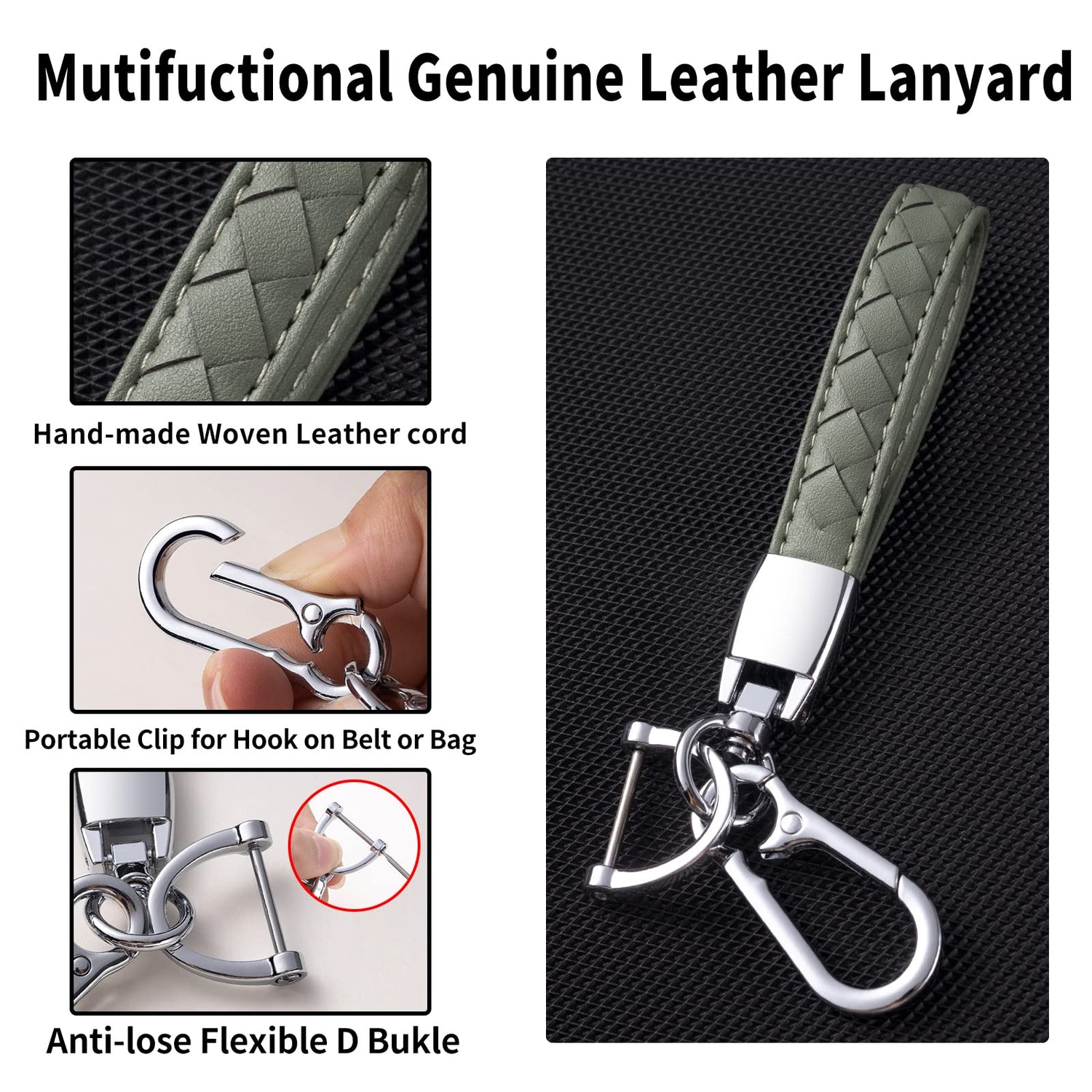 Compatible with VW Volkswagen Key Fob Cover with Leather Lanyard, Car Key Case Shell Protection for Volkswagen Tiguan Atlas Jetta Passat Golf Alltrack Smart Remote Control,Green