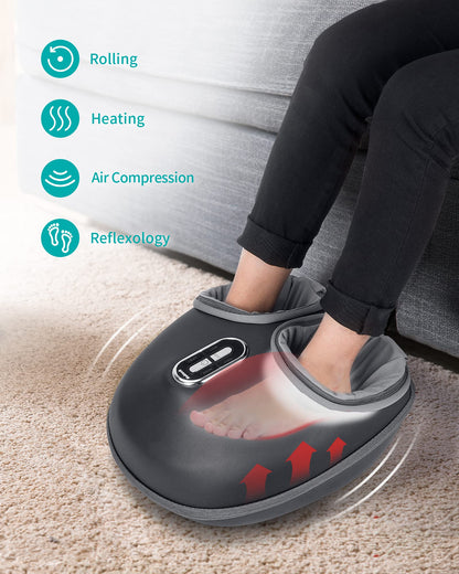 Nekteck Shiatsu Foot Massager Machine with Soothing Heat, Deep Kneading Therapy, Air Compression, Improve Blood Circulation and Foot Wellness,Relax for Home or Office Use(Beige)