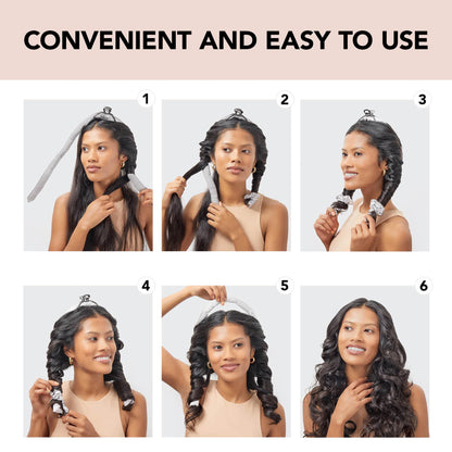 Kitsch Satin Heatless Curling Set for No-Heat Soft Curls | Overnight Hair Curlers &amp; Curling Rod Headband, Frizz-Free Styling | Gentle Rollers for All Hair Types - 1 Pack (Charcoal)