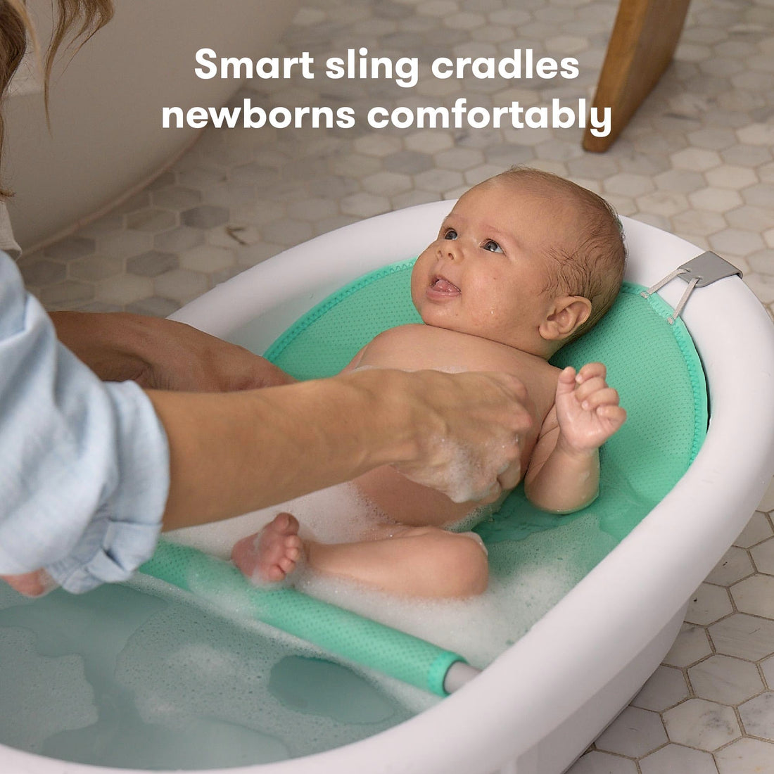 Frida Baby 4-in-1 Grow-with-Me Baby Bathtub, Baby Tub for Newborns to Toddler with Removable Bath Seat &amp; Backrest for Bath Support in Tub