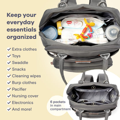 RUVALINO Diaper Bag Backpack, Multifunction Travel Pack Maternity Baby Changing Bags, Large Capacity, Waterproof, Beige